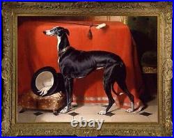 Handmade Old Master-Art Antique Oil Painting Animal hunting dog on canvas 30x40