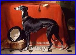 Handmade Old Master-Art Antique Oil Painting Animal hunting dog on canvas 30x40