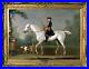 Handmade Old Master-Art Antique Oil Painting aga horse on Canvas 30X40