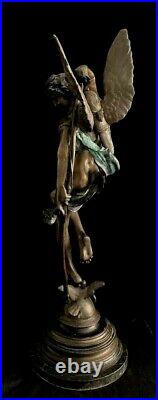J COUTAN Large Bronze Statue on Stand- Cupid VTG Antique- Signed
