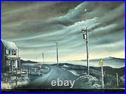J Reid Landscape Oil Painting Impressionist Modern Ghost Town Highway 1966
