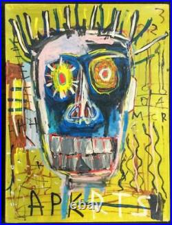 Jean Michel Basquiat 1982 Large autographed oil painting withsignature 002