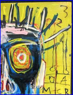 Jean Michel Basquiat 1982 Large autographed oil painting withsignature 002
