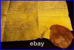 KING LOUIS XV AUTOGRAPH DOCUMENT with LARGE WAX SEAL 1769 Rey Luis XV de Francia