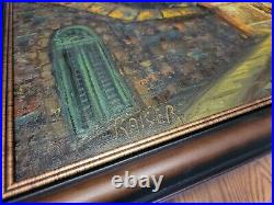 Kaiser Signed Large Original Oil Painting Wood Picture Frame Vtg MCM Antique