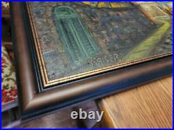 Kaiser Signed Large Original Oil Painting Wood Picture Frame Vtg MCM Antique