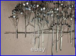 LARGE 57 C. Curtis Jere Signed Silver Elm Trees Wall Metal Sculpture MCM 1973