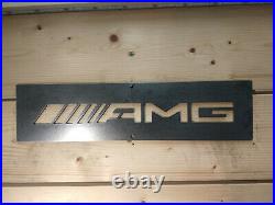 LARGE AMG Logo Metal Sign Hand Finished Man Cave FLAT Wall Art Mercedes GTS