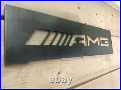 LARGE AMG Logo Metal Sign Hand Finished Man Cave FLAT Wall Art Mercedes GTS