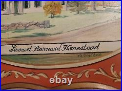 LARGE ANTIQUE HAND PAINTED DEERFIELD ACADEMY TOLE TRAY SIGNED 23 by 19