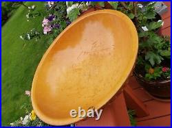 LARGE Antique Primitive Wooden Butter Dough Mixing Bowl 16 Signed Munising PEGS