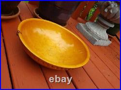 LARGE Antique Primitive Wooden Butter Dough Mixing Bowl 16 Signed Munising PEGS
