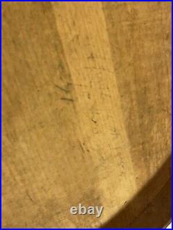 LARGE Antique Primitive Wooden Pickle Crock Lid Signed Dated 1885 blue paint