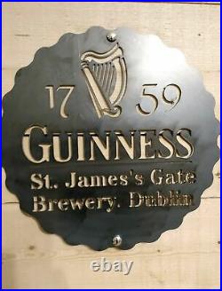 LARGE Guinness Irish Metal Sign Hand Finished Man Cave Wall Art Bar beer