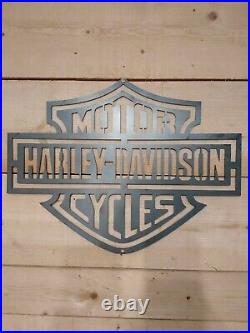 LARGE HARLEY DAVIDSON MOTORCYCLE Logo Metal Sign Hand Finished Wall ART BIKE