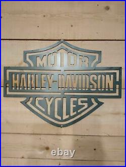 LARGE Harley Davidson Metal Sign Hand Finished Man Cave Motor Cycle bike