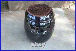 LARGE Korean Chinese Earthenware Pottery Bowl Lidded Vessel ONGGI Signed Brown 5