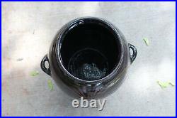 LARGE Korean Chinese Earthenware Pottery Bowl Lidded Vessel ONGGI Signed Brown 5