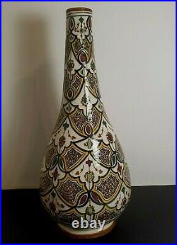 LARGE SAFI Antique Islamic Moroccan Pottery Hand Painted Bottle Vase Signed