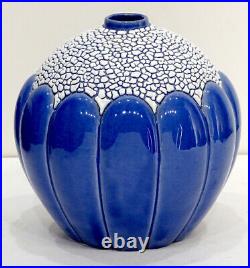 LARGE & STUNNING! 1930's Antique ST CLEMENTS ART POTTERY Deco Ball Vase SIGNED