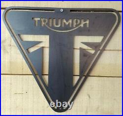 LARGE Triumph Motor Cycle Bike Metal Wall Sign Raw Steel Hand Finished Vintage