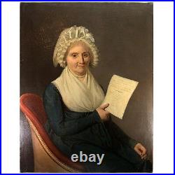LG 36.5 Antique French Oil Painting, 1803 Portrait of Dame Marie-Louise Boucher