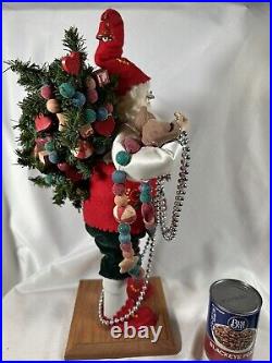 LYNN HANEY SIGNED Santa 18 Inch European 1996 Christmas Tree Toys Beads Vintage