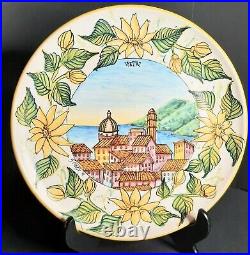 Large 12.5 VIETRE Landscape Wall Plate Vintage SIGNED DATED Cicalese Majolica