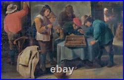 Large 17th Century Dutch Peasants Playing Backgammon David TENIERS (1610-1690)