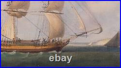 Large 18th Century British Royal Navy Ships Sailing Off The Coast Dominic SERRES