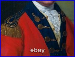 Large 18th Century Portrait Of A British Military Officer Antique Oil Painting