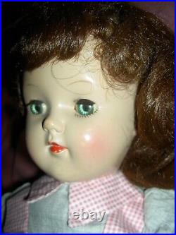 Large, 19, beautiful 1950s, signed Ideal TONI P 92 doll brown hair, orig. Dress