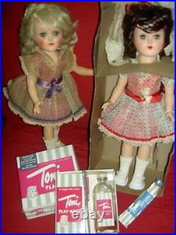 Large, 19, beautiful 1950s, signed Ideal TONI P 92 doll brown hair, orig. Dress