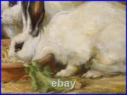 Large 19th Century English Rabbits Feeding ALICE EDITH ROSS (EX. 1886-1937)