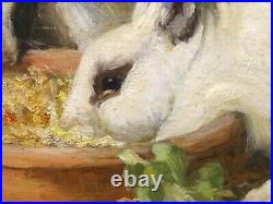 Large 19th Century English Rabbits Feeding ALICE EDITH ROSS (EX. 1886-1937)