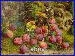 Large 19th Century English Still Life Plums On A Mossy Bank William HUGHES