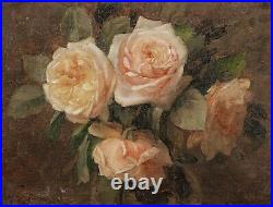 Large 19th Century English Still Life Roses Flowers WILLIAM BEATON BARR