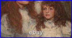 Large 19th Century Irish Edwardian Portrait Of The Guinness Sisters SIGNED