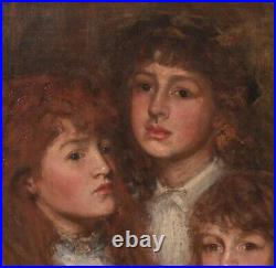 Large 19th Century Irish Edwardian Portrait Of The Guinness Sisters SIGNED