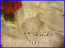 Large 19th Century Lady Portrait White Dress Rose by Frank Salisbury (1874-1962)