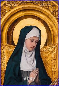Large 19th Century Madonna Virgin In Prayer Follower of Jan van Eyck (1390-1441)