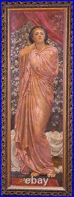 Large 19th Century Pre-Rapahelite Arts & Crafts Classical Maiden Portrait
