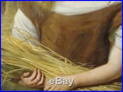 Large 19th Century Pre-Raphaelite Scottish Girl Corn Field Portrait James ARCHER