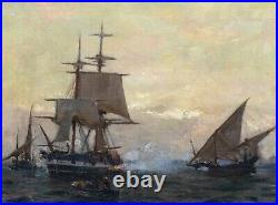 Large 19th Century Scottish Naval Ships The Evening Gun Alexander YOUNG