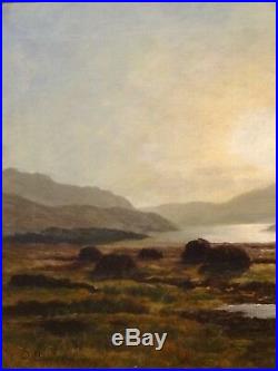 Large 19th Century Scottish Peat Moss Loch Vennachar Landscape Duncan CAMERON