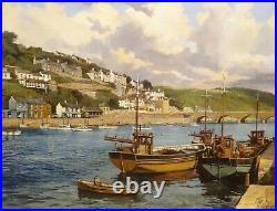 Large 20th Century Looe Cornwall Coastal Landscape Oil Painting Clive KIDDER