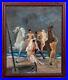 Large 20th Century Nude Figural Men Horses and Woman Kidnapping Signed