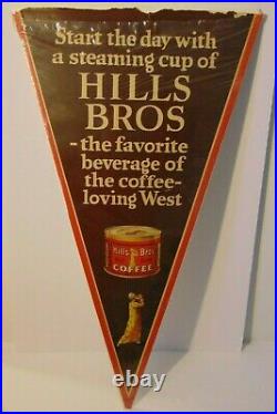 Large 30 Antique Old Vintage 1930s Hill Bros. Coffee Graphic Advertising Sign