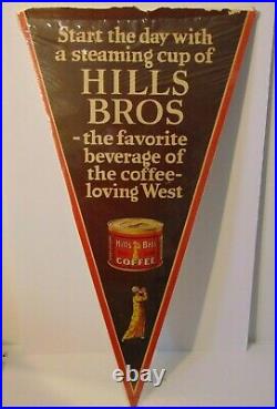 Large 30 Antique Old Vintage 1930s Hill Bros. Coffee Graphic Advertising Sign