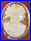 Large Antique 14K White Gold? Cameo Pendant or Brooch Carved Shell Signed FPS